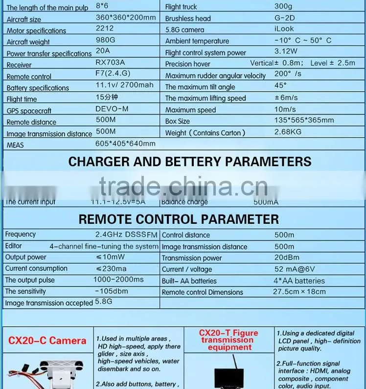 High quality professional rc quadcopter cheerson CX-20 4CH with GPS hold system auto-return home