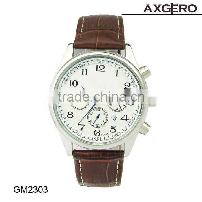 alibaba express wholesale watch, geneva genuine leather band watch with alloy case watches man