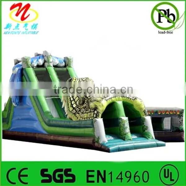 Outdoor inflatable fun city the lost jungle, partible bouncy castle slide combo