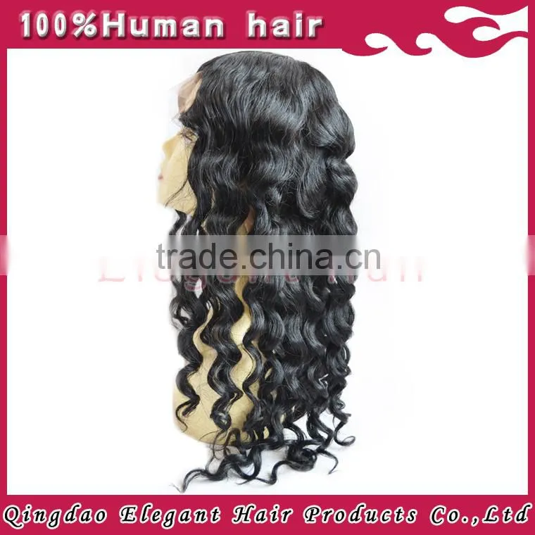 Premium quality loose wave silk top wig,18 inch glueless Brazilian human hair full lace wig