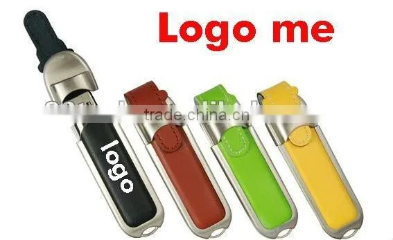 Fashional Leather USB flash drive with gift box for business gift