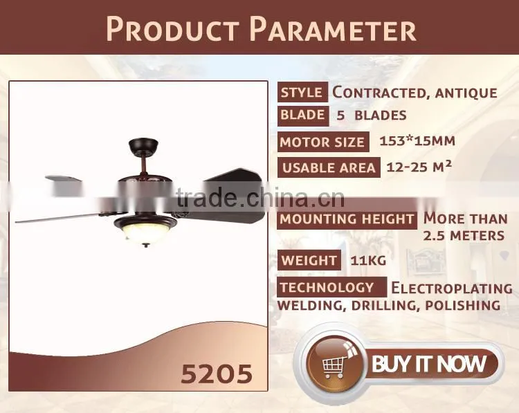 China Wholesale Air Cooling Home Ceiling Fan Light Hotsales in Southeast Asia 5205