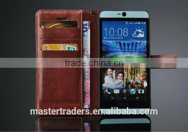 Free Shipping Original Fashion 64 Grain Stand Holder Wallet Flip PU Leather Case For HTC 826 MT-3170