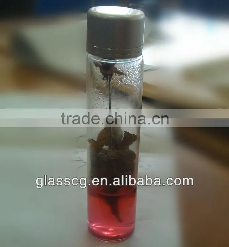 glass cylinder tube with aluminum-plastic screw cap for flowers