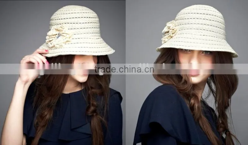 bucket hat with lace and diamond