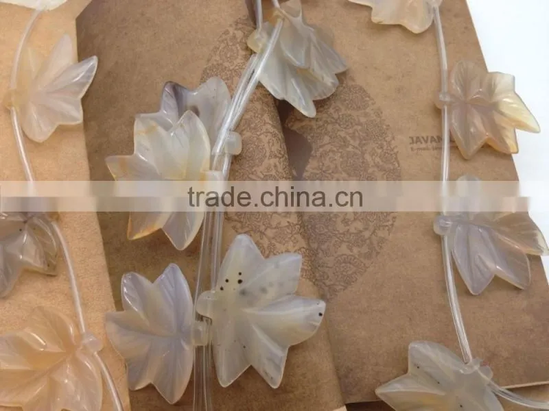 Wholesale price natural Mixted Color Agate stone Leaf gemstone shape Carved Leaf semi precious loose gemstone beads