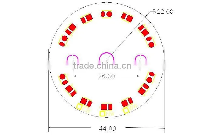 5W 6W 7W 44mm dimension no driver AC led pcb light board