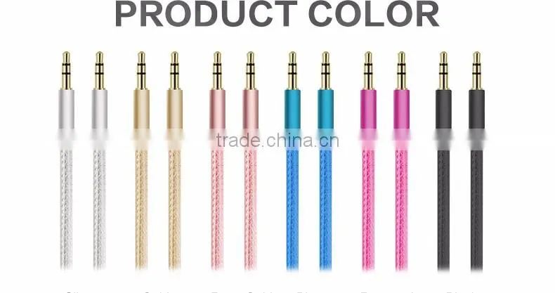 3.5mm Aux Cable Jack to Jack Gold Plated Universal Audio Cable Male to Male for Car for iPhone Beats' headphone