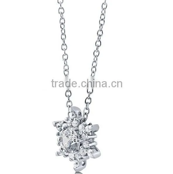 STERLING SILVER CZ SNOWFLAKE EARRINGS AND PENDANT NECKLACE SET