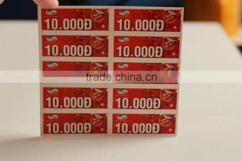 prepaid scratch phone card printing