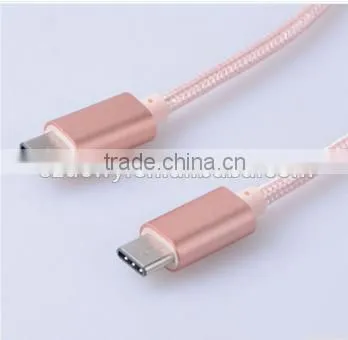 2016 Wholesale custom cell phone custom usb charger cables usb type-c cable(golden)