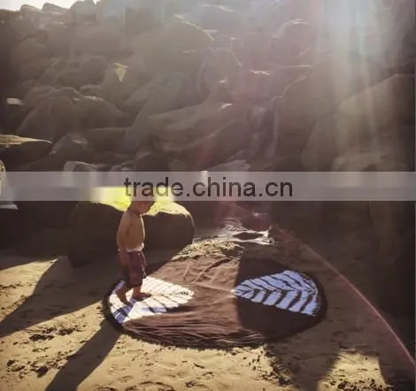 reactive print custom design round beach towel with tassel / Printed Turkish towel with tassel fringe for europe market