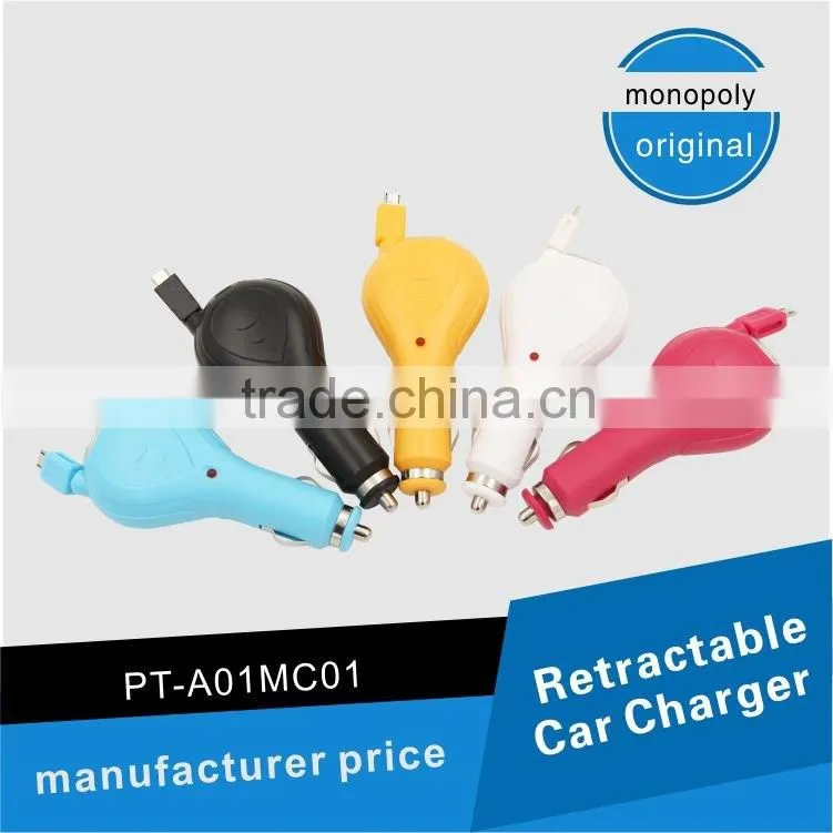 Bargain price new design usb car charger with a built in micro usb cable for Android in car