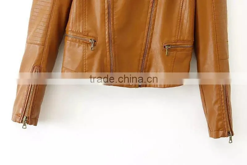 Most popular women leather jacket 2015 china