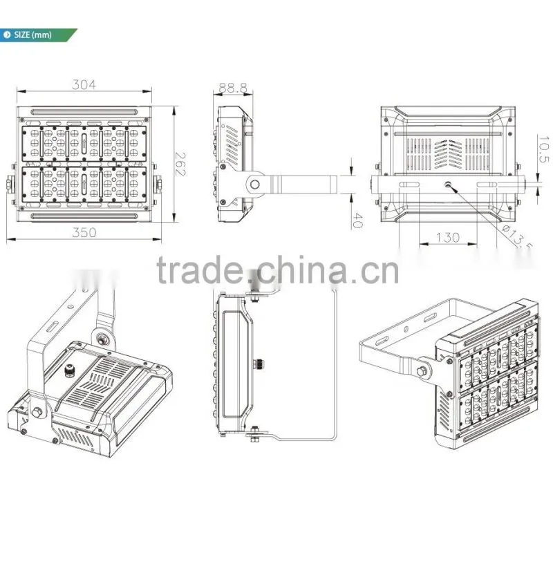 Modular Design Adjustable Bracket CE Rohs Meanwell Driver 100-140lm/W Different Beam Angle 100W Outdoor LED Tunnel Light