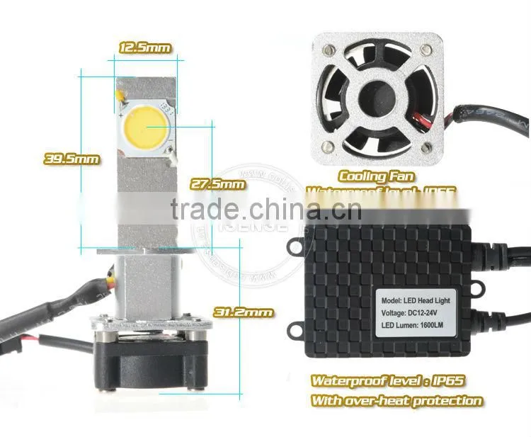 1600lm LED HEADLIGHT 881/880/ H1/ H3 Base WHITE Color for Cars