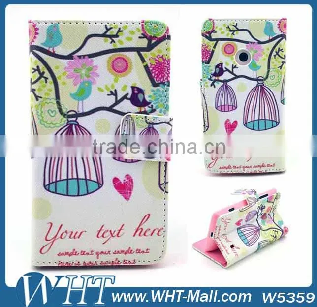 2014 New Products China Supplier Purse Custom Printing Wallet Leather Flip Case Stand Booklet Cover Shell For Nokia Lumia 520