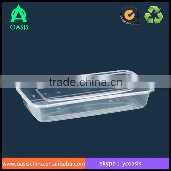 500ml pp plastic rectangle food container with lid