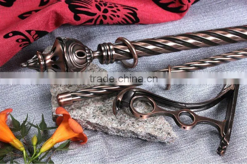 Powder coating iron curtain rod with leaf shape finial,curtain pole