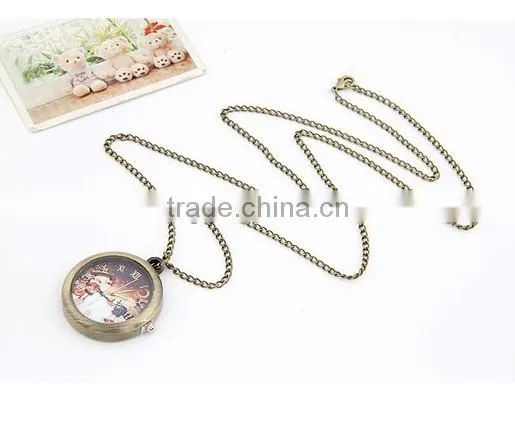 promotion Christmas lover pocket watch pendant Necklace fashion design wholesale