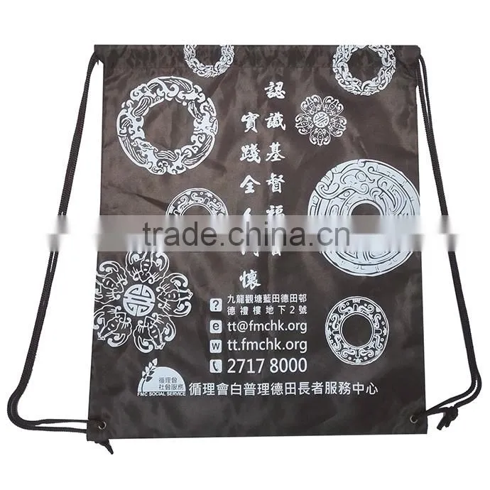Hot sale nylon drawstring backpacks,black backpack bag,shool bag