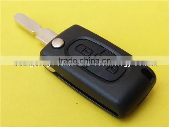 Auto folding flip 2 button remote key blank shell case for Peugeot 406 wholesale