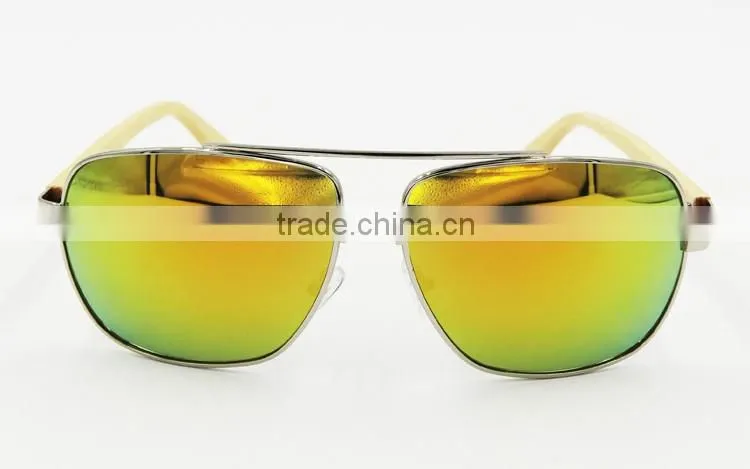 fashionable bamboo arms metal frame aviator sunglasses sport sunglasses