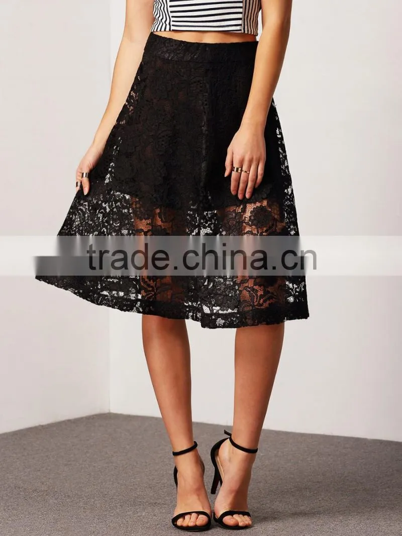 2016 china factory summer lady women lace latest long skirt design