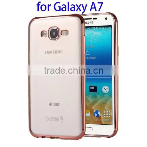 Wholesale Electroplating Soft TPU Cover Case for Galaxy A7, Anti-skidding Back Cover for Samsung A7
