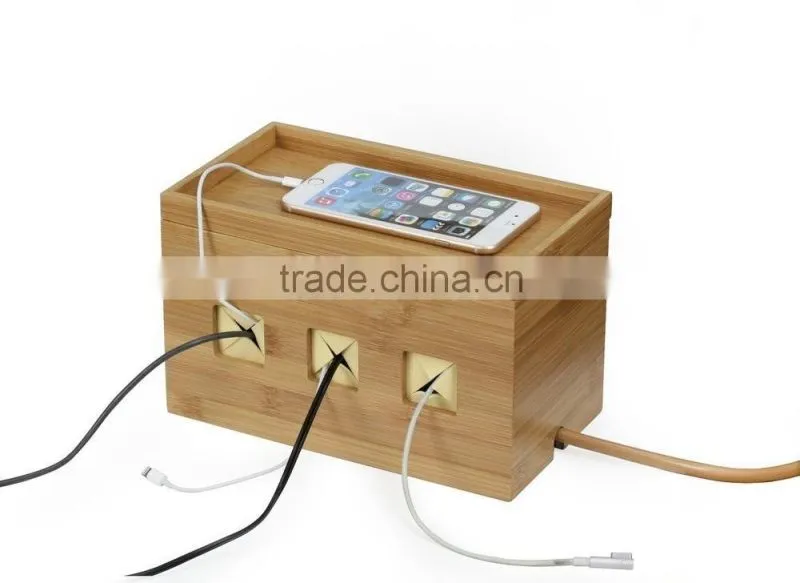2016 new Natural Bamboo Cable Cubby