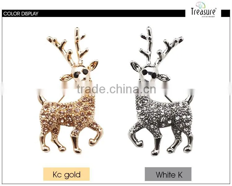 Brand Treasure deer brooch 2015 yiwu newest design fashion diamond deer brooch
