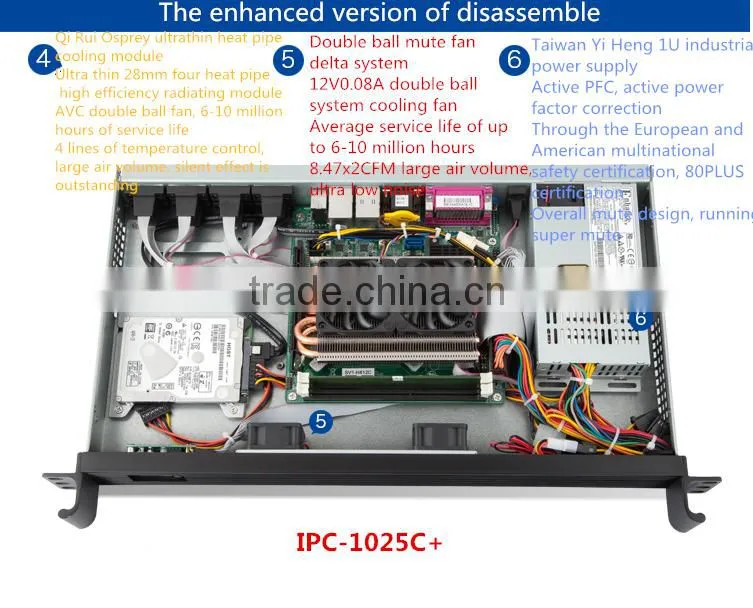 1U 19 inch standard industrial embedded chassis with Intel qual core i7-4790T 2.5G 2G/32G SSD,250 watts turbine cooling