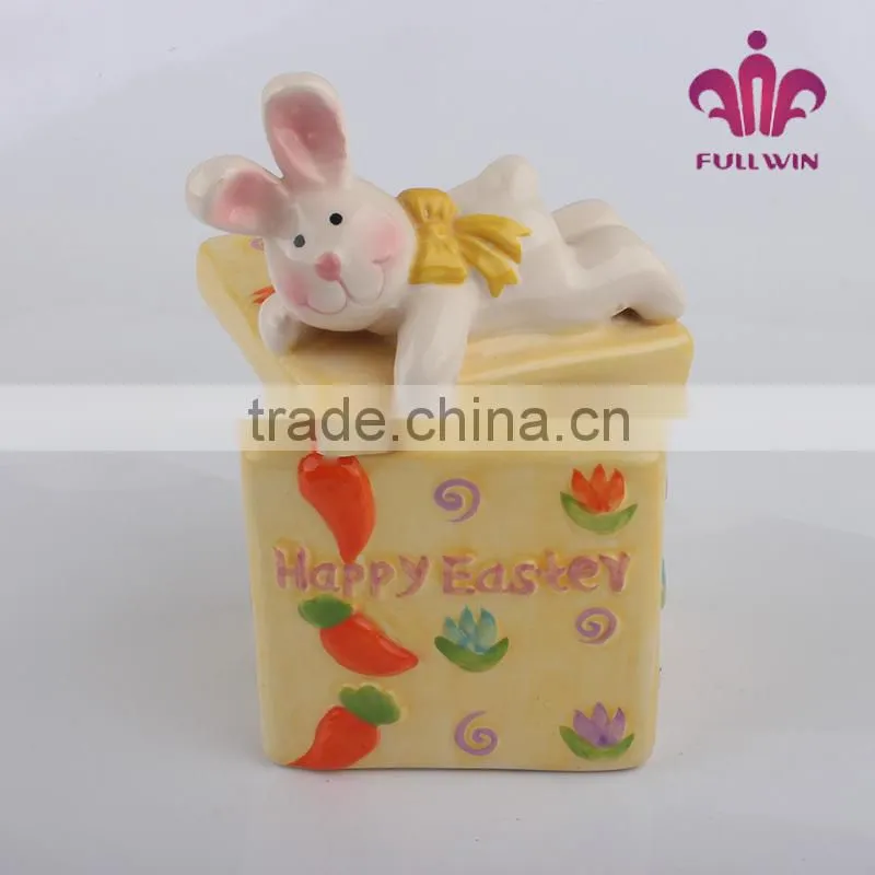 Easter ceramic porcelain canister square ceramic canister