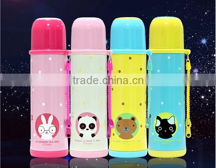 candy color children vacuum flask with cute animal printings