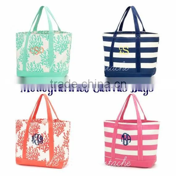 Monogram beach bag canvas beach bag cotton bag