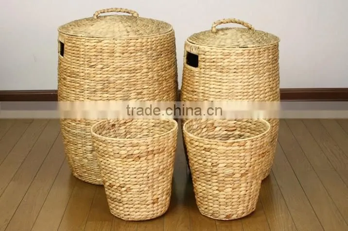 High quality best selling 2016 water hyacinth round coloful storage basket with cap