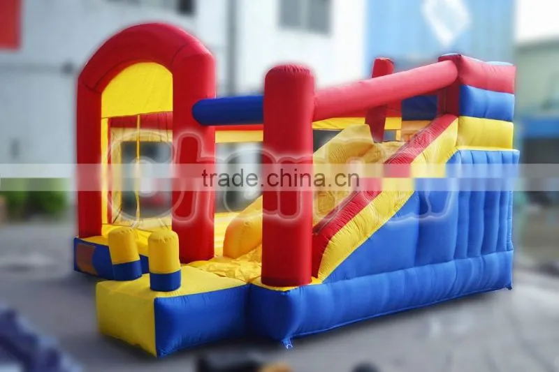 Home use nylon inflatable bouncy castle with slide for kids