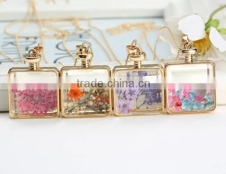 pink crystal handmade flower crystal necklace