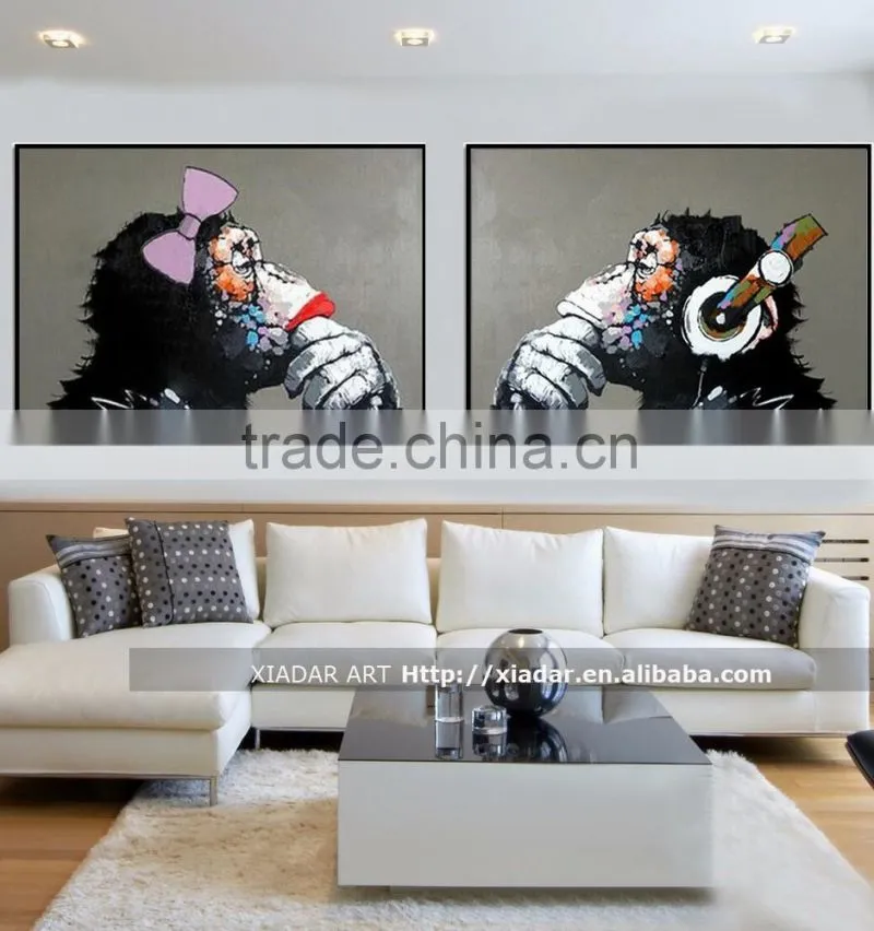 Shu1827 handmade african elephant design group oil painting