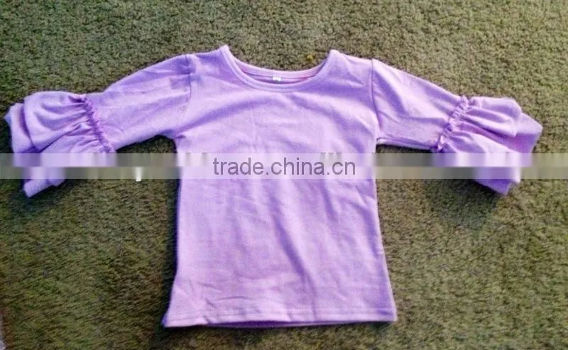 Wholesale baby clothes baby chevron ruffle shirt 100% cotton baby 3/4 ruffle shirts