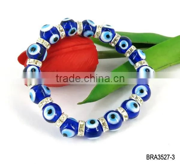 4mm & 8mm Glass turkish eye charms bracelet