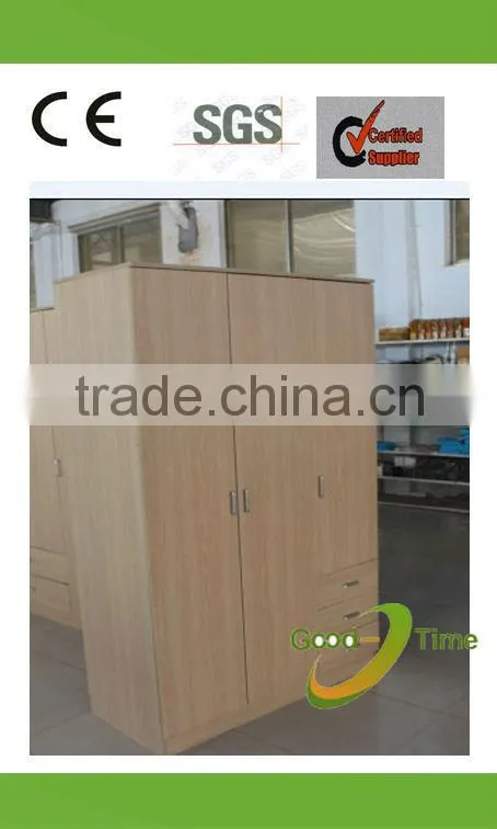 3 door modern melamine wood folding wardrobe design
