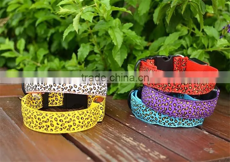 LED Collar Leopard Print Design Puppy Necklace Luminous Pet Decors Productos Para Mascotas dog harness Led