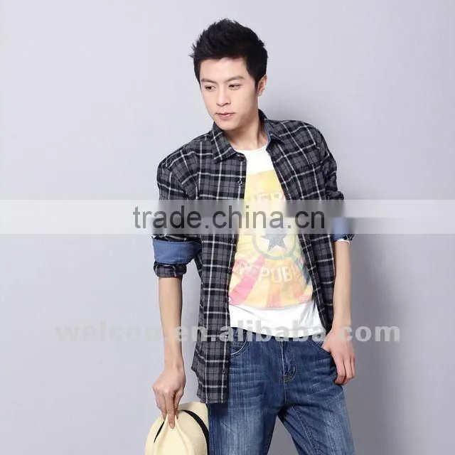 Latest 100% cotton city leisure long sleeve fashion classic plaid casual shirt