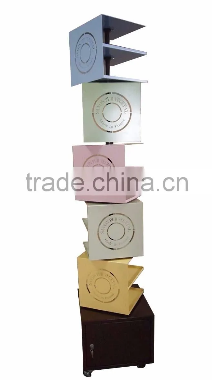 Multiple Color Metal Rotating Floor Display for Cosmetic/Gift