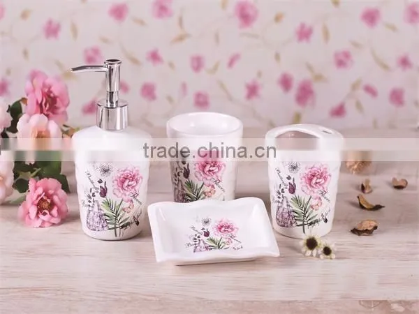 DFC new decal ceramic 4pcs bathroom set