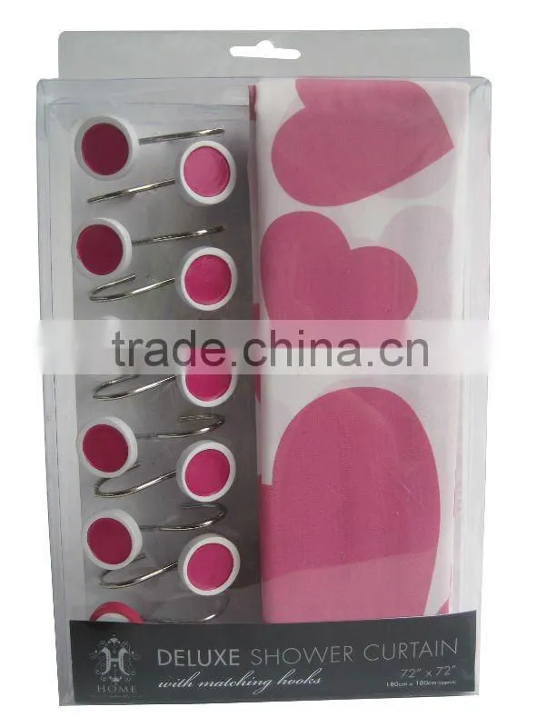 heart partten design peva shower curtain