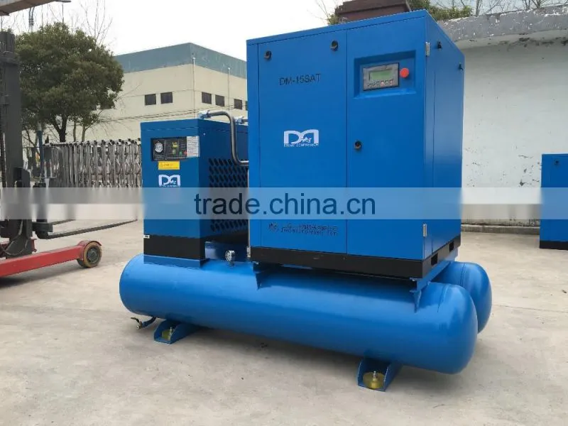 11kw 18.5KW 8bar electric screw air compressor with air dryer and air receiver