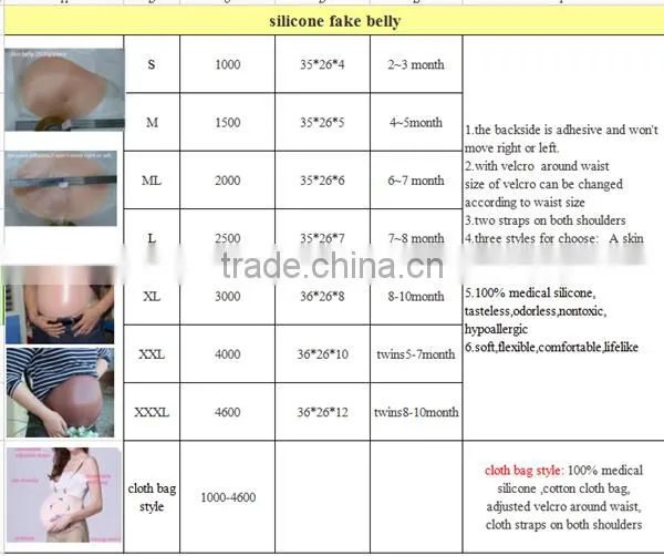 free shipping silicone fake pregnancy beer belly for theatrical performance 1000g/pc