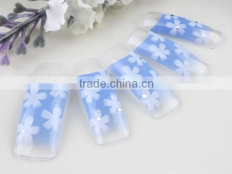 Violet full cover false nail elegant airbrush nail tips